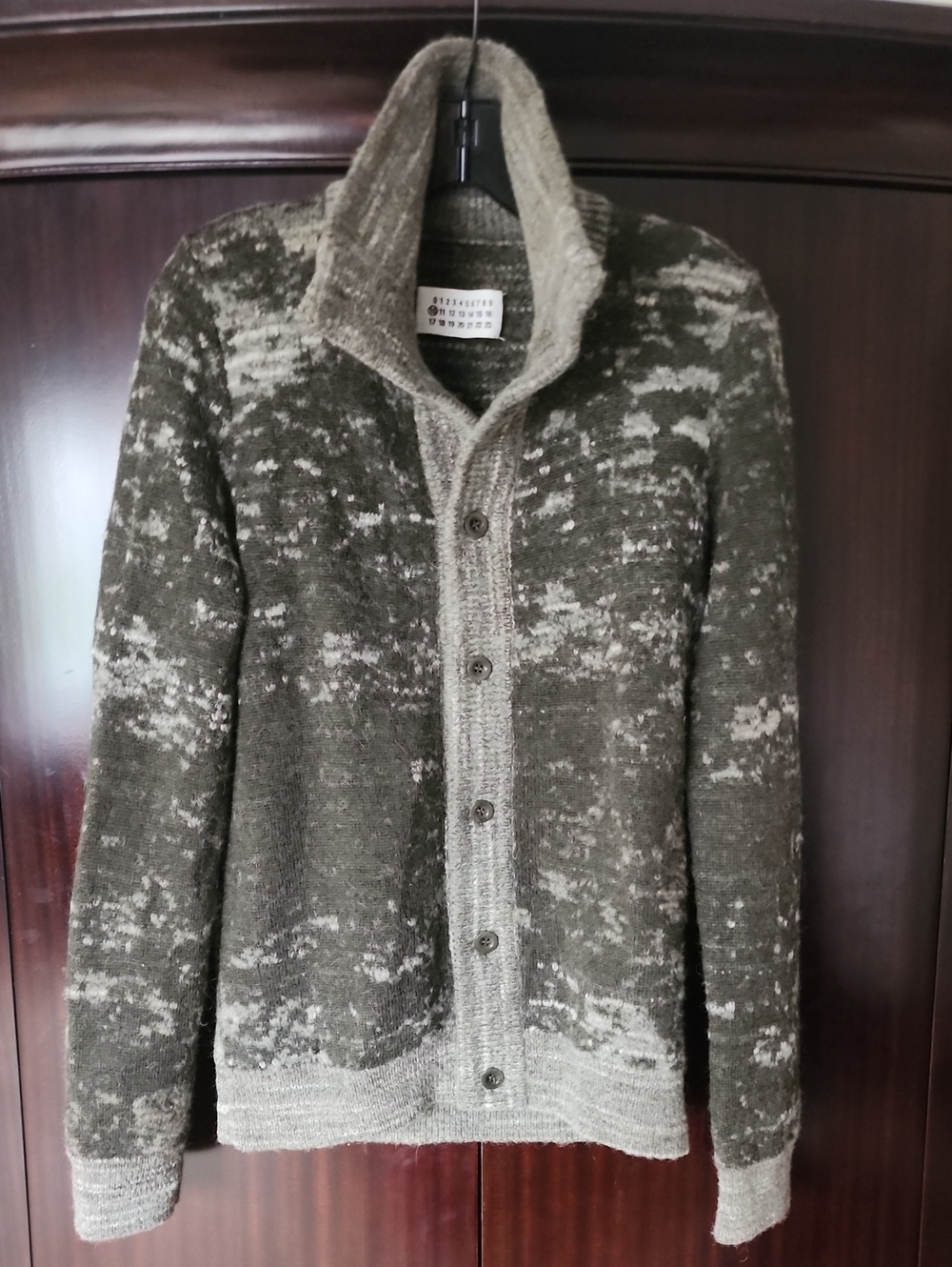 Maison Martin Margiela Olive Green Knit Cardigan with Cream Tag